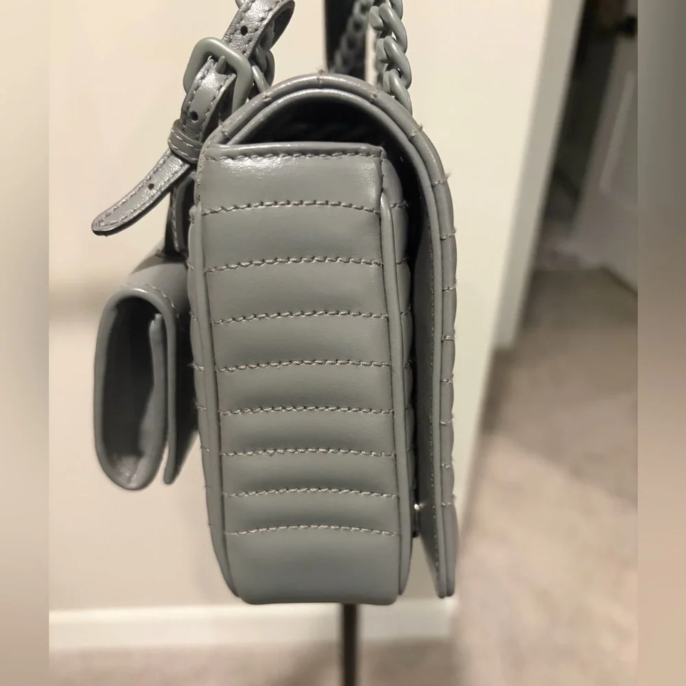 Prada Diagramme Grey Leather Bag w/ Chain Strap - Picture 7 of 13